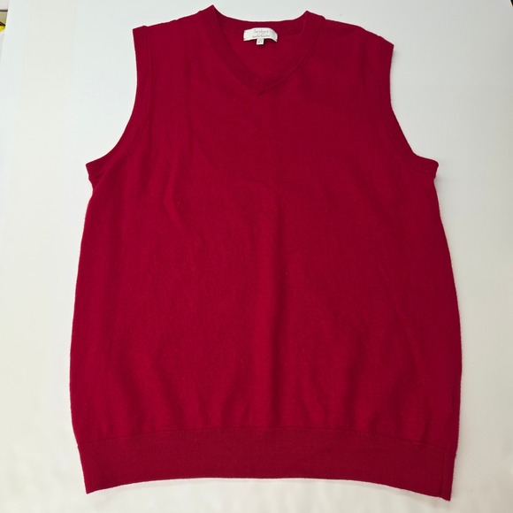 Turnbury Mens Red Extra Fine Merino Wool V-Neck Sleeveless Sweater Vest XLT Flaw - Picture 1 of 9